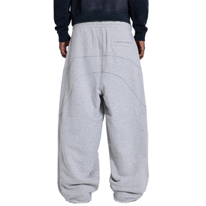 Custom Premium Heavy Sweats Blank Jogger Loose Wide Leg Barrel Track Pant Raw Hem Cotton French Terry Baggy Trousers With <b>Darts</b> - Product Image 2
