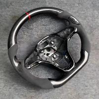 Volant de course personnalisé en fibre de carbone véritable à 3 branches avec cuir perforé / pour VW Magotan Passat Golf - Plug & Play