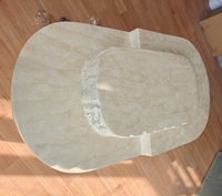 Table basse en fibre de verre, design minimaliste, aspect pierre travertin, ovale, moderne, italienne, pour salon