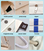 Sac de plage en toile de coton YCH personnalisé, coloré, super résistant, 12 oz, réutilisable, avec bandoulière et logo imprimé sur mesure
