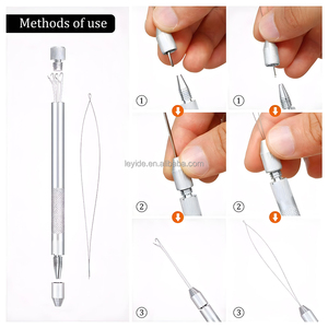 AliLeader 4-in-1 döngü iğne Threader örgü İğneler ile alüminyum Metal tutucu boncuk mikro yüzükler Dreadlock saç ekleme - Product Image 6