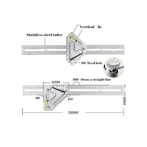 Inglete para construcción de marcos, herramientas de carpintero, regla triangular para carpintería, Regla de medición cuadrada de velocidad de acero - Product Image 4