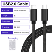 Cable USB2.0 ULT-unite de 6A con Carga Rápida de 60W, Revestimiento Trenzado, 3m, Tipo C, 480Mbps, para Teléfono, Laptop, Banco de Energía