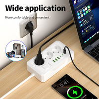 Prise UE Multiprise Multiprise 2M Câble d'extension 3AC Prises avec 3 USB 3 Type C Multiprise Rallonge