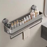 Étagère de rangement à ventouse pour lavabo de salle de bain, sans perçage, outil magique, étagère murale en alliage d'aluminium, durable, étanche, gain de place