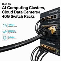 Kabel Ethernet Cat8 40Gbps 2000MHz S/FTP Tugas Berat Terlindung Ultra Cepat RJ45 Patch Lead untuk Server AI Rak Komputasi Cloud