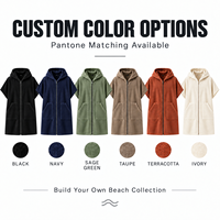 Peignoir de surf personnalisé avec fermeture éclair avant, en coton éponge premium, poncho de plage à capuche, marque privée OEM