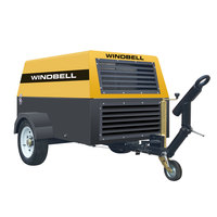 Compresseur d'air diesel à vis portable 120 CFM, moteur Kubota japonais, alimentation 220V/12V, faible bruit, pompe à huile, bloc moteur, bloc d'air