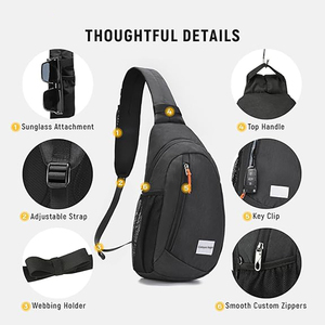Sac à bandoulière antivol RFID, sac à dos de voyage léger, sac de poitrine pour la randonnée, la marche, le travail, pour téléphone - Product Image 3