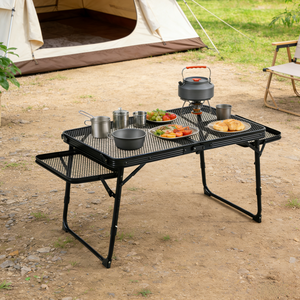 Table de camping pliable en maille portable, table d'extérieur réglable en hauteur avec <span class=keywords><strong>plateau</strong></span> latéral extensible pour pique-nique barbecue - Product Image 1