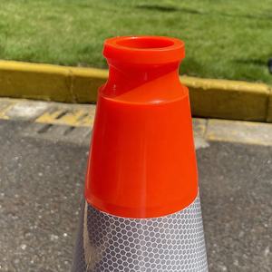 Yansıtıcı bant alanı siyah taban ile 28 ''3.3kg floresan turuncu PVC trafik konisi - Product Image 2