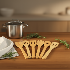 Juego de Utensilios de Cocina de Bambú CJCJ, 6 Piezas, Cucharas y Espátulas de Madera Antiadherentes, Utensilios de Cocina, Solo Lavar a Mano - Product Image 2