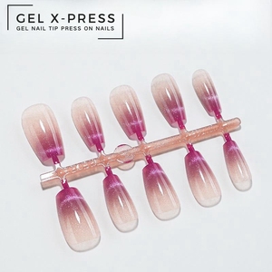 MyBeautyNails Gel X Soft Gel Tips <span class=keywords><strong>Faux</strong></span> <span class=keywords><strong>Ongles</strong></span> en Gel Effet Jelly à Presser Aura Ombre Cat Eye French Press-on - Product Image 1