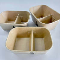 Boîte à lunch octogonale biodégradable à double compartiment en papier kraft, boîte rigide, vaisselle jetable, réchauffable, pour frites et nouilles