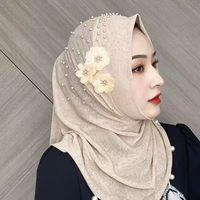 Hijab à cinq branches en étoile, fait main, avec bordure à pompons, pour femmes musulmanes, vente en gros Custom465