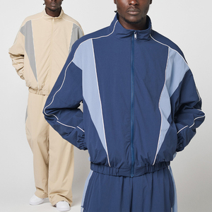 KINGSEN Woven Satin Colorblock Zip Jacket and Pants <b>Set</b> Embroidery <b>Waterproof</b> High-end Spring Streetwear Tracksuit - Product Image 1