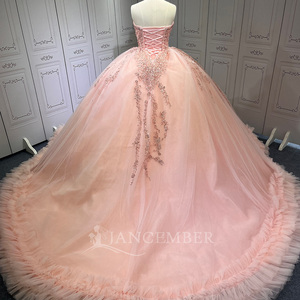 Robe de Quinceañera verte à volants sans manches, style bustier orné de cristaux, pour Sweet 15, Lsmu67 - Product Image 6