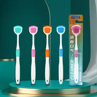 Nettoyage buccal réutilisable Brosse de nettoyage de revêtement de langue en silicone double face colorée Grattoir de nettoyage de langue en plastique