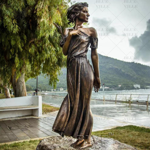 Blve Landschap Decoratieve Hedendaagse Kunst Metalen Koper Naakt Meisje Standbeeld Levensgrote Bronzen Messing Sexy Vrouw Sculptuur - Product Image 6