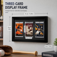 Cadre d'affichage pour cartes à collectionner en bois noir, à fixer au mur et à poser sur un bureau, pour 3 cartes de sport ou de jeu