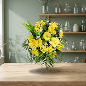 AFF <b>Artificial</b> <b>Flower</b> Bouquet Mixed Yellow Tropical Handmade Wall <b>Arrangement</b> 30x55cm High Simulation <b>Artificial</b> <b>Flower</b> Sunshine - Product Image 3
