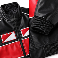 Blouson Bomber Long et Fin pour Homme, Style Vintage Moto, en Nylon Ripstop, Décontracté Hiver, Rétro Color Block, avec Patchs Motocyclistes