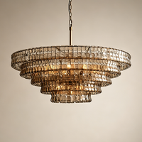 Lustre en verre de Murano fumé, lustre moderne de luxe pour salon, plafonds hauts, lustres et suspensions en laiton