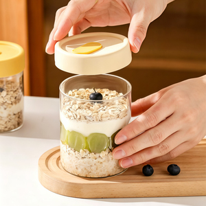 Venta al por Mayor de Frascos de Vidrio Vacíos de 400 ml para Avena Nocturna, Frascos de Almacenamiento de Alimentos de Borosilicato de Alta Calidad con Tapa Hermética para la Escuela o la Oficina - Product Image 3