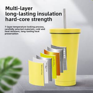 Gobelet à paille portable à prix d'usine, gobelet en acier inoxydable à isolation sous vide, grande capacité, idéal pour le camping et les voyages - Product Image 4