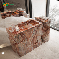 Dalle de marbre naturel MT STONE à motif rouge unique pour îlot de cuisine de villa, plan de travail de lavabo, dessus de table, plateau de lavabo en marbre