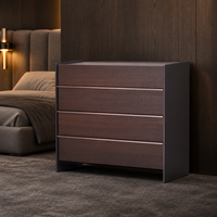 Buffet moderne minimaliste en placage de bois fumé, armoire de salle à manger laquée haute brillance avec poignée en alliage de zinc, meuble de maison