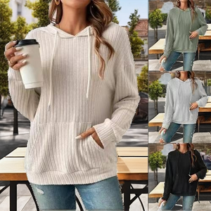 Sudadera con Capucha Casual y Transpirable para Mujer, con Logotipo Frontal, Tejida, con Bolsillo Canguro y Cordón Ajustable, Estilo Otoñal - Product Image 2