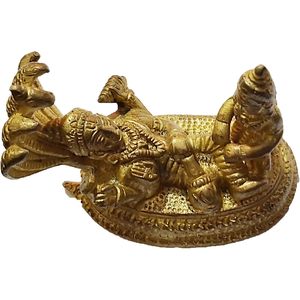 PARIJAT HANDICRAFT Brass <b>Statue</b> of Lord Vishnu Hindu God Idol Sculpture with Snake for Home Temple Décor Pooja Articles Gift - Product Image 2