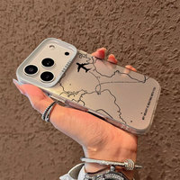 Coque de téléphone antichoc IMD 3-en-1 avec lignes de carte du monde en avion pour Apple iPhone 17 Pro, 17 Air, 17 Pro Max, 16 Pro, 15, 14 Plus, 12