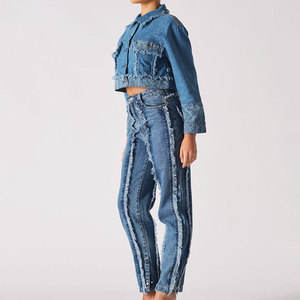 New Fashionable Lightweight <b>Women</b> Jeans Tracksuit Eco-Friendly Long Sleeves <b>Jackets</b> Custom Logo Tracksuit for <b>Women</b> - Product Image 2