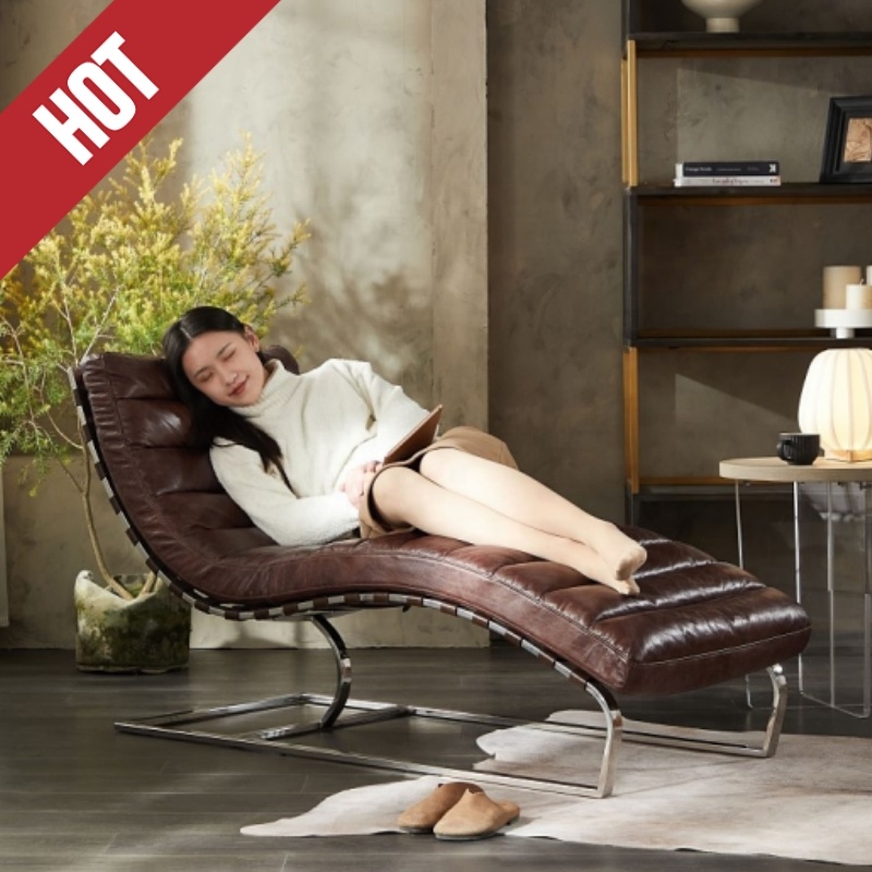 アンティーク雑貨 long chair B Tufted Armless Chaise Lounge - Brown W68041070 by CT EXPRESS
