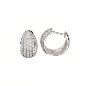 Orecchini in Oro Bianco con Diamanti Taglio Brillante Rotondo Colore D Naturali di Lusso per Uso Quotidiano Femminile - Product Image 1