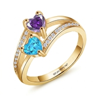 Bague SC S925 en argent sterling plaqué or rose avec deux cœurs séparés, gravée « Veux-tu m'épouser ? », pour demande en mariage et fiançailles, avec zircon