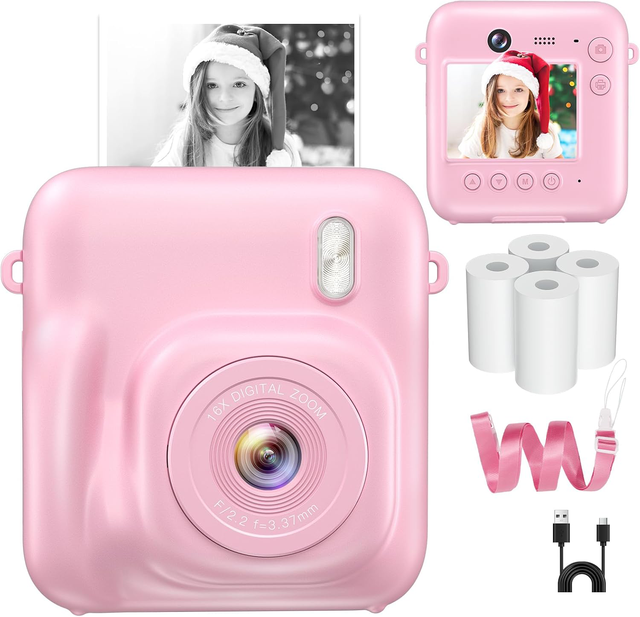 48MP Kids Digital Camera Instant Print Christmas Birthday Gift Selfie Tool Toddle Toy 1080P Video Resolution Instant Camera