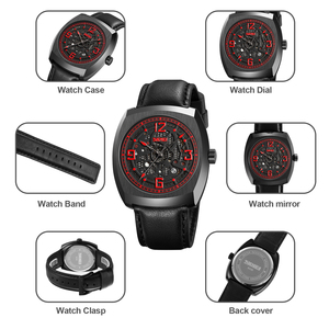 Montre chronographe ronde pour homme, bracelet en cuir de luxe, montre à quartz étanche 30M, montres en gros - Product Image 2