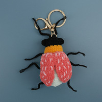 Porte-clés amigurumi en crochet, adorable coléoptère fait main, pendentif tricoté, animal kawaii, insecte, breloque pour sac à main, accessoires