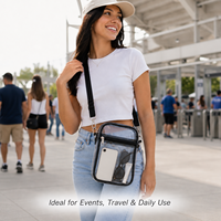 Sac bandoulière transparent en PVC avec logo personnalisé, approuvé pour les stades, sangle réglable, sac à bandoulière transparent, cadeau OEM, vente en gros