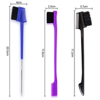 Outils de cheveux personnalisés en gros perruque de dentelle brosse à cheveux de bébé Pintail peigne à sourcils double face 3 en 1 brosse de contrôle des bords avec logo