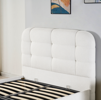 Lit King Size Moderne Minimaliste en Tissu, Grand Lit de Luxe Blanc Sherpa pour Chambre Parentale, Lit Double Modulaire Doux pour Appartement et Hôtel