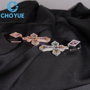 Iced Out Colorful Moissanite Cross <b>Pendant</b> <b>Solid</b> 925 Silver Rose <b>Gold</b> Plated Hip Hop Jewelry Unisex Everyday Wear - Product Image 5
