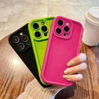 Coque de téléphone portable antichute en TPU couleur unie avec protection d'objectif d'appareil photo à trous fins pour iPhone 15 16 17 Pro Max