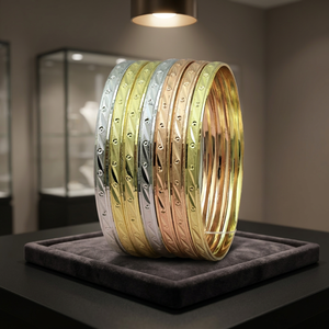 Vente en gros de bracelets à la mode plaqués 3 tons, bracelets classiques en laiton plaqué or, plaqué or rose, plaqué argent, ensemble de bracelets tricolores - Product Image 3