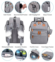 Sac à dos à langer imperméable grande capacité 55L avec logo personnalisé, port de chargement USB, pare-soleil et moustiquaire, OEM ODM