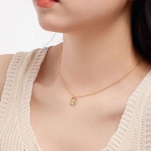 Dylam Rhodium 14K Gold Plated Dainty CZ Alphabet Letter Necklace, Personalized <b>Name</b> -R- Initial Necklace for Women Female - Product Image 3