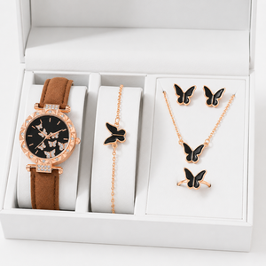 Ensemble de 5 montres pour femmes, bague, collier, boucles d'oreilles, montre décontractée pour femmes, bracelet, sans boîte - Product Image 5